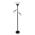 Lalia Home Torchiere Floor Lamp with 2 Reading Lights and Scalloped Glass Shades, Restoration Bronze and White LHF-3002-RB